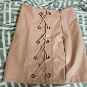 Pink Lace Up Charlotte Russe Skirt